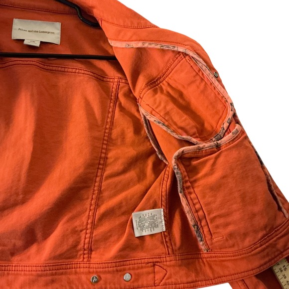 Pilcro and the Letterpress Orange Denim Trucker Jacket Cropped Stretch Medium - Picture 8 of 8